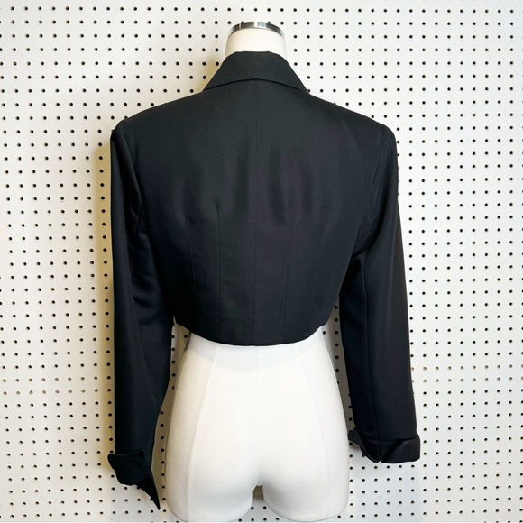Bebe | Vintage Notch Collar Crop Blazer in Black Sz. 8 - Picture 3 of 12